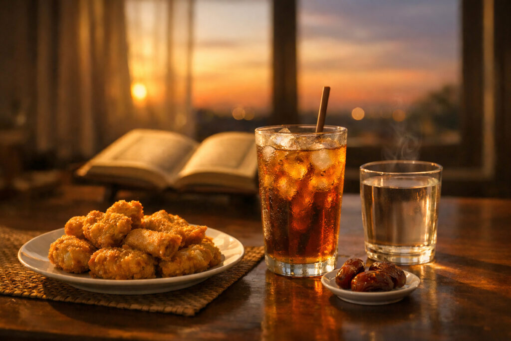 menu-buka-puasa-sederhana-gorengan-es-teh-kurma-air-putih Menu berbuka puasa sederhana dengan gorengan, es teh manis, kurma dan air putih