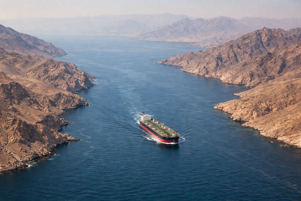 Kapal tanker melintasi Selat Hormuz yang menjadi jalur penting perdagangan dunia