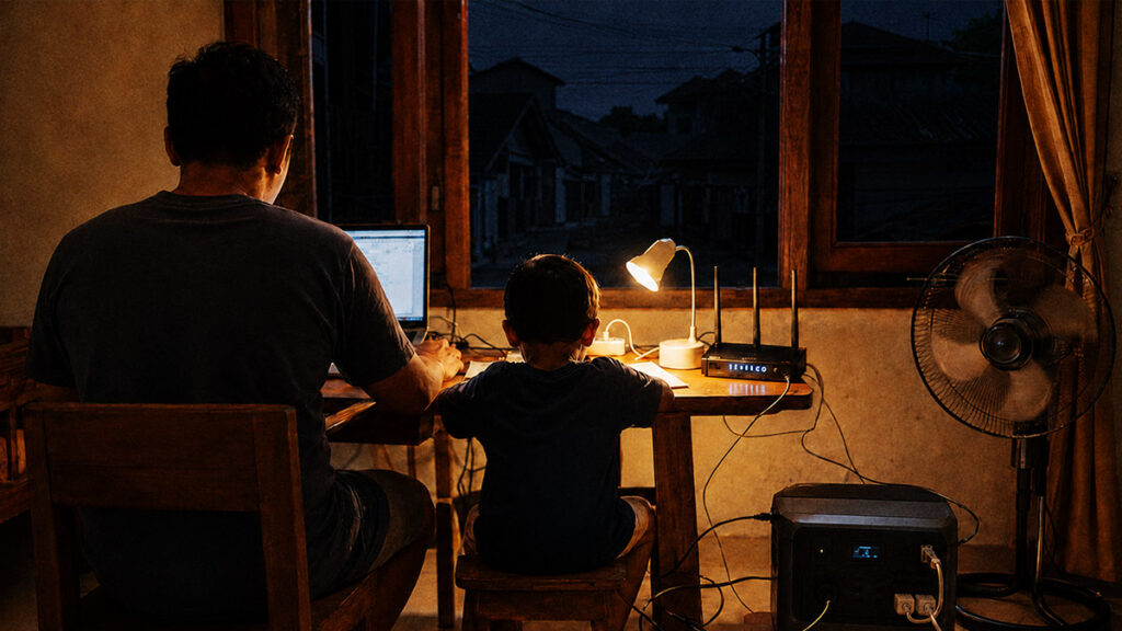 Power station menyalakan laptop, WiFi, lampu, dan kipas angin saat listrik padam